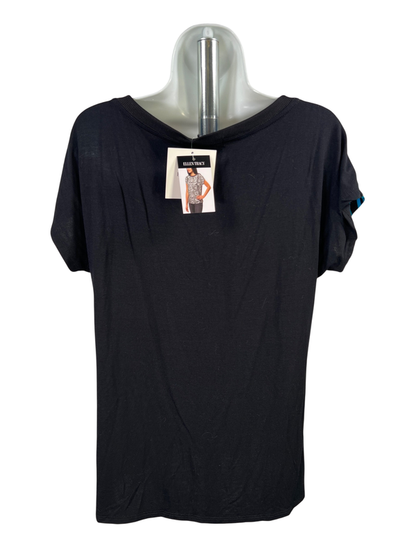 Ellen Tracy Women's Black/White Striped Dolman Cap Sleeve T-Shirt - M image 2