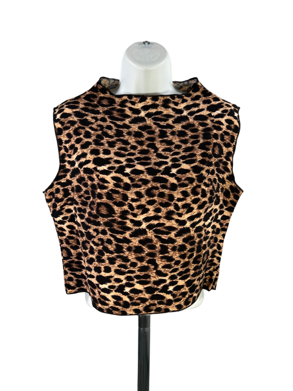 GLG Women's Brown Animal Print Sleeveless Stretch Top - L