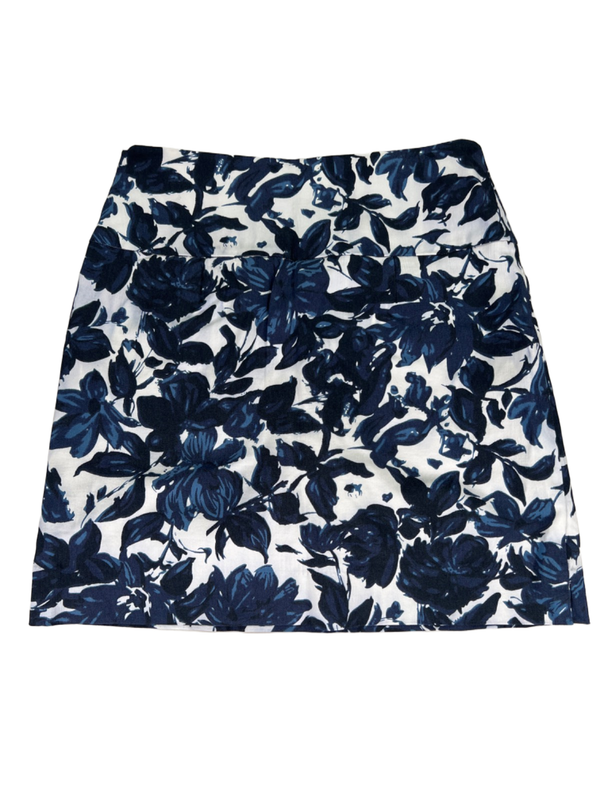 SC & Co Women's Blue Floral Lined Pull On Mini Pencil Skort - S image 2