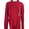 Anne Klein Sport Women's Red Long Sleeve Mock Neck Shirt - Plus 2X