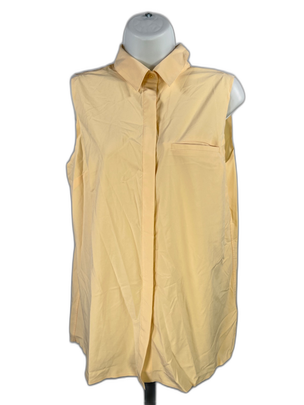 Athleta Women's Yellow Button Up Sleeveless Shirt - S