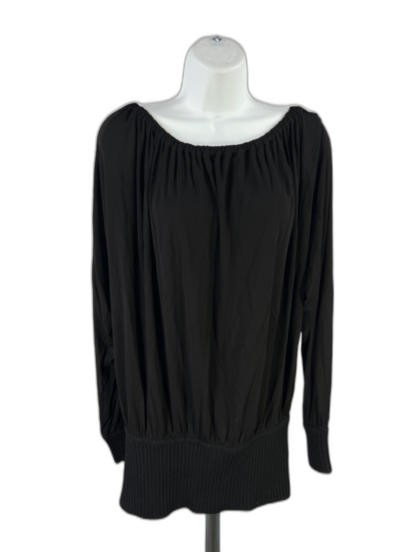 Michael Kors Women's Black Long Sleeve Banded Waisted Blouse - 12