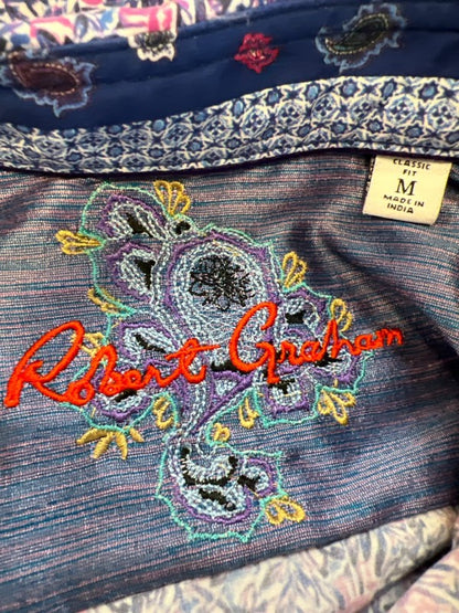 Robert Graham Men's Purple Paisley Button Up Flip Cuff Classic Dress Shirt - M image 3