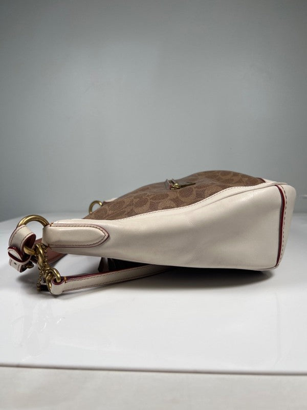 Coach Women's Brown/Ivory Coated Canvas Sutton Hobo Shoulder Bag Purse image 4