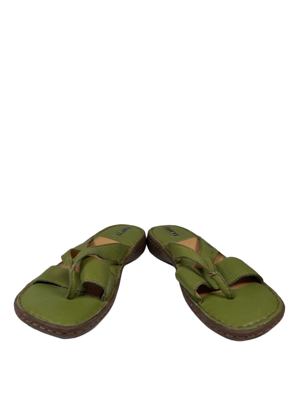 Born Women's Green Leather Open Toe Low Wedge Sandals - 8/39 image 6