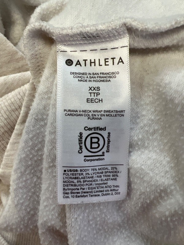 Athleta Women's Ivory/Beige Purana V-Neck Long Sleeve Wrap Sweatshirt - XXS image 4