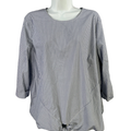 J.Jill Women's Blue/White Striped 3/4 Sleeve Tie Front Blouse - L