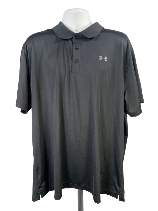 Under Armour Men's Black Solid Short Sleeve HeatGear Polo Shirt - 3XL