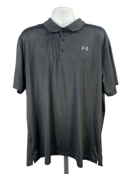 Under Armour Men's Black Solid Short Sleeve HeatGear Polo Shirt - 3XL
