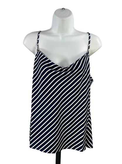 J.Crew Women's Blue/White Shiny Striped Camisole Tank Top - XL