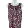 Michael Kors Women's Pink Floral Keyhole Front Sleeveless Shirt - M