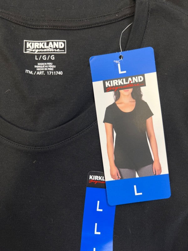 Kirkland Signature Women's Black Scoop Neck Short Sleeve Tee Shirt - L image 3