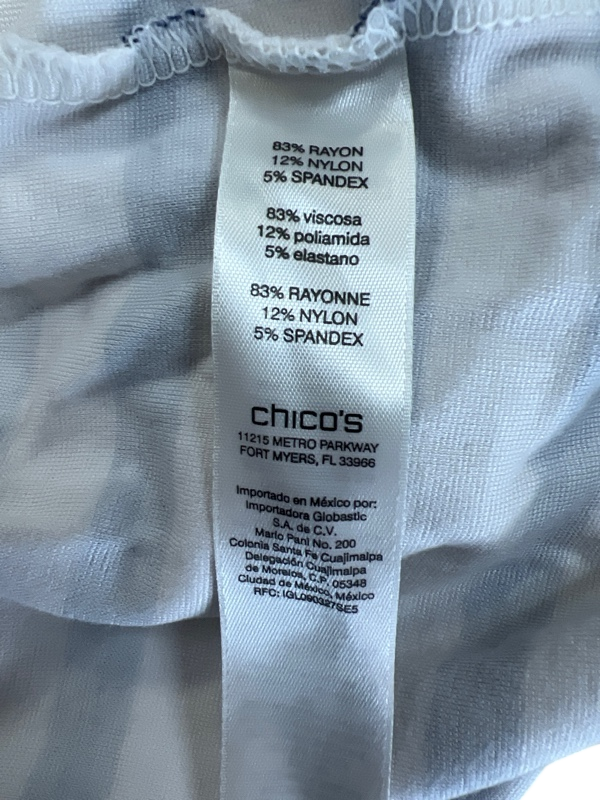 Chico's Women's White/Blue Striped 3/4 Sleeve Shirt - 1/US M image 3
