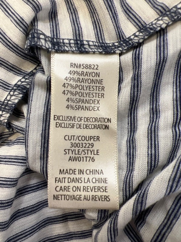 Max Studio Women's Blue/White Striped Embroidered Sleeveless Blouse - 1X Plus image 4