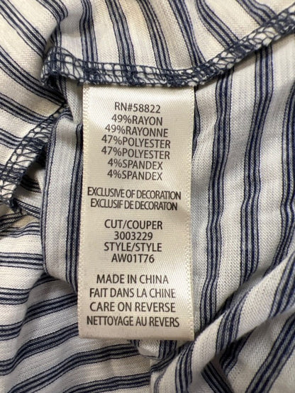 Max Studio Women's Blue/White Striped Embroidered Sleeveless Blouse - 1X Plus image 4