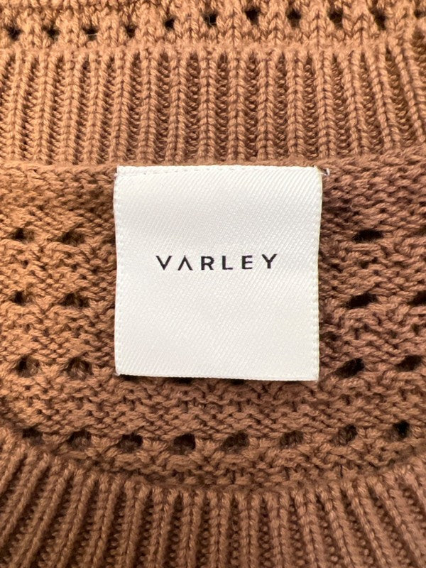 Varley Women's Brown Open Knit Sleeveless Sweater Vest - M image 3