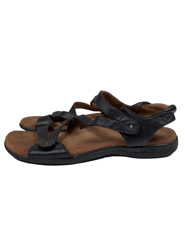 Taos Women's Black Leather Big Time Strappy Sandals - 9 image 5