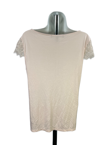 White House Black Market Women's Pink/Ivory Sequin Short Cap Sleeve Shirt - M image 2