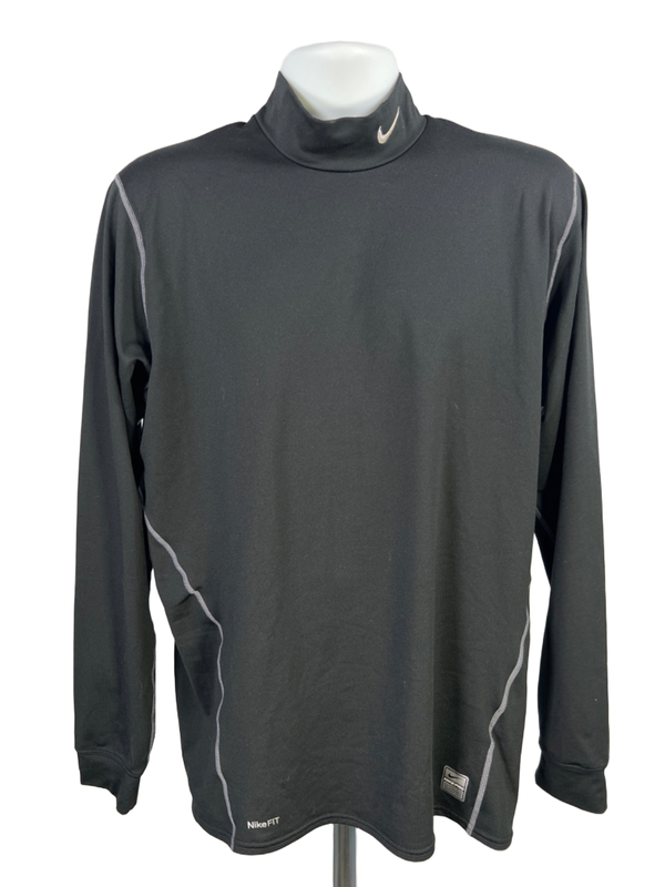 Nike Pro Men's Black Core Thermal Fitted Mock Long Sleeve Athletic Shirt - XL