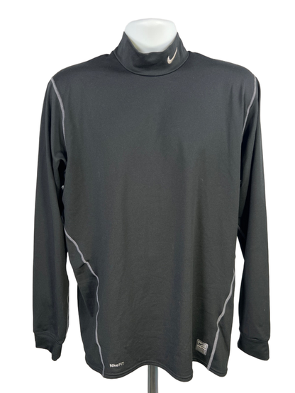 Nike Pro Men's Black Core Thermal Fitted Mock Long Sleeve Athletic Shirt - XL