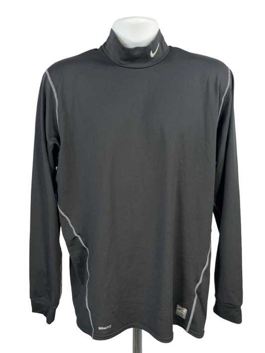 Nike Pro Men's Black Core Thermal Fitted Mock Long Sleeve Athletic Shirt - XL