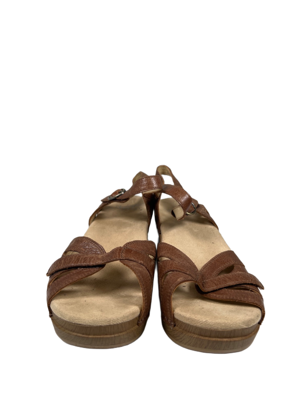 Dansko Women's Browm Leather Season Adjustable Slingback Wedge Sandals - 38/US 8 image 2