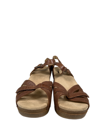 Dansko Women's Browm Leather Season Adjustable Slingback Wedge Sandals - 38/US 8 image 2