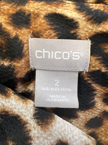 Chico's Women's Brown/Black Leopard Print V Neck Long Sleeve Blouse - 2/US 12-14 image 3