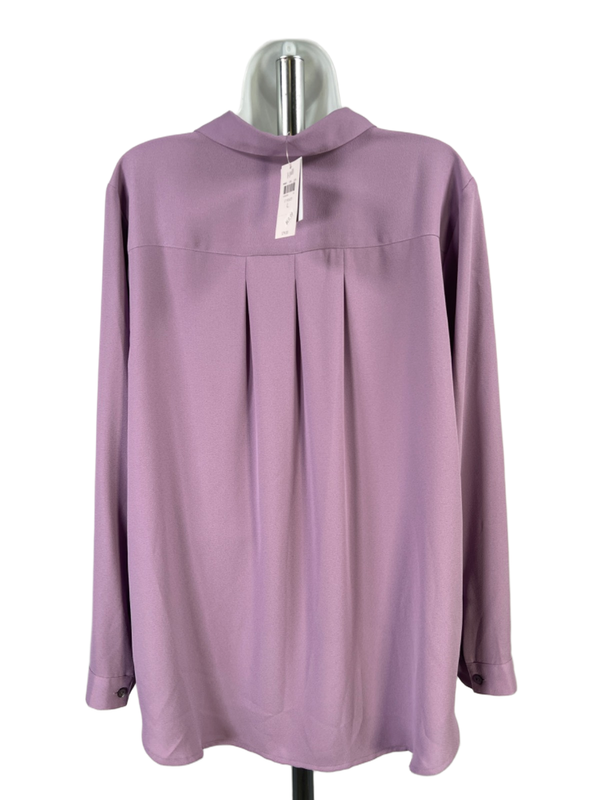 J Jill Women's Purple Button Up Back Pleated Hi-Low Long Sleeve Blouse -   L image 2