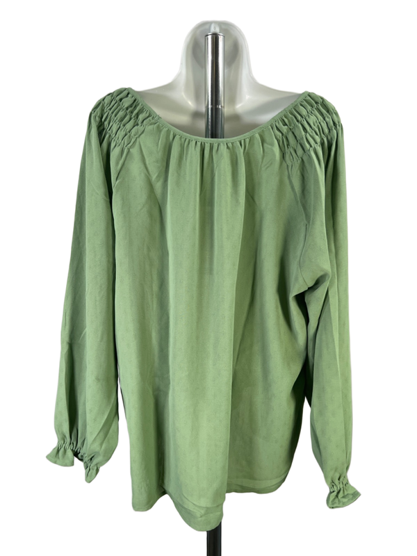 Jessica Simpson Women's Green Textured Long Balloon Sleeve Blouse - XL image 2