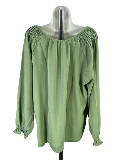 Jessica Simpson Women's Green Textured Long Balloon Sleeve Blouse - XL image 2