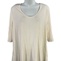 LOFT Women's Ivory/Cream Short Pleated Sleeve Shirt - L