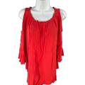 Chico's Women's Red 3/4 Bell Sleeve Cold Shoulder Blouse - 0/US S