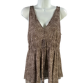Michael Kors Women's Brown Pleated Sleeveless V-Neck Blouse - M