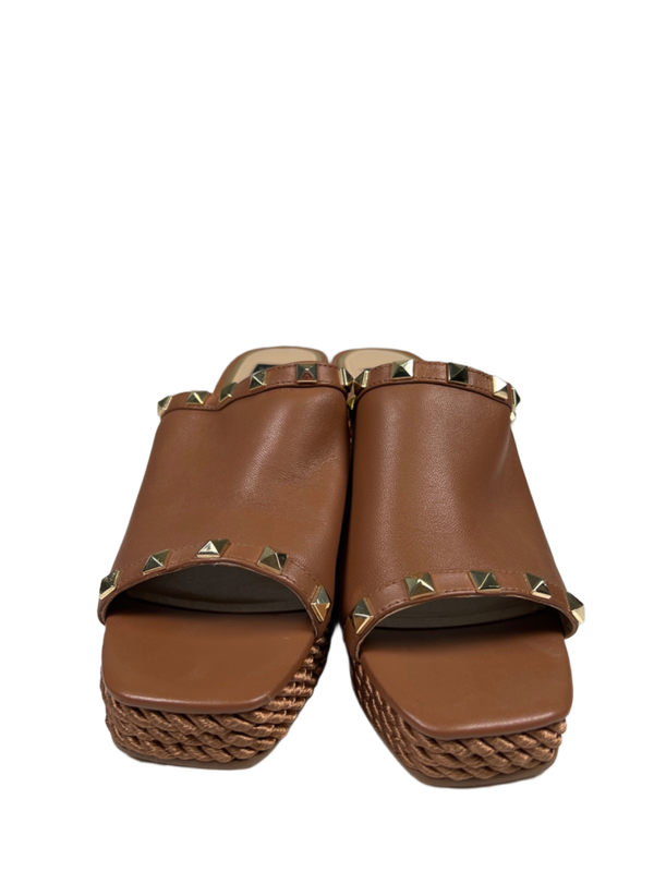 White House Black Market Women's Brown Studded Espadrille Wedge Sandals - 7.5 image 2