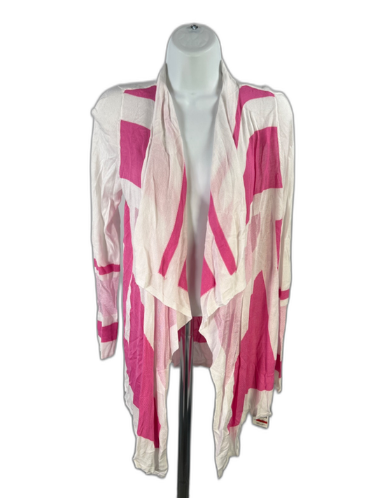 INC International Concepts Women's Pink/White Thin Knit Cardigan Shirt - S