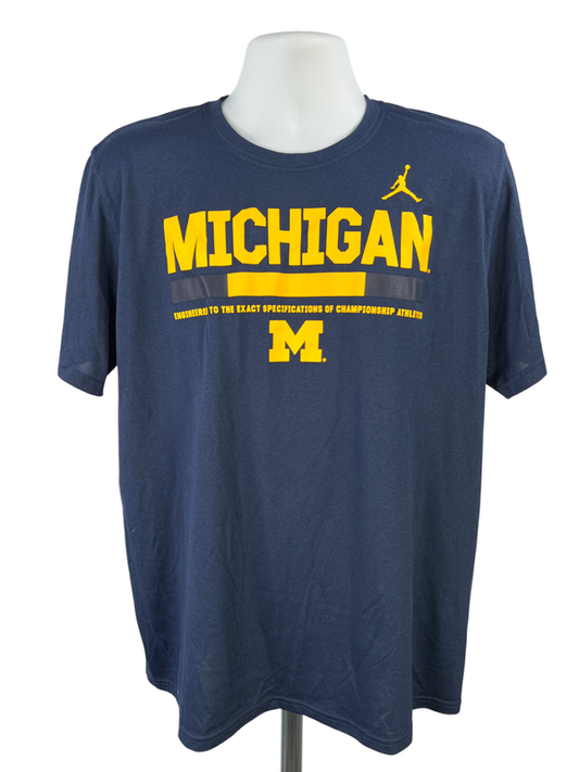 Nike Men's Blue Short Sleeve U of M Michigan Athletic Cut T-Shirt - XL