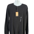 GH Bass & Co Men's Dark Gray Waffle Knit Quarter Button Long Sleeve Shirt - 3XL