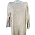 J.Jill Women's Ivory Heathered 3/4 Zip Zipper Accent Pullover Shirt - L