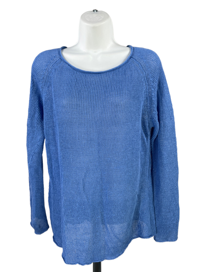 Eileen Fisher Women's Blue Long Sleeve Open Knit Pullover Sweater - M