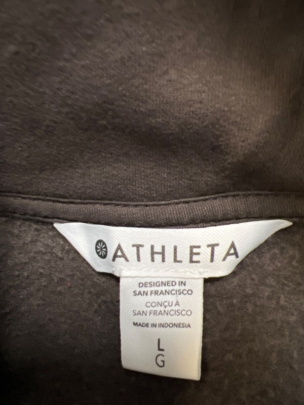 Athleta Women's Brown 1/4 Zip Long Sleeve Terry Pullover Sweatshirt - L image 3