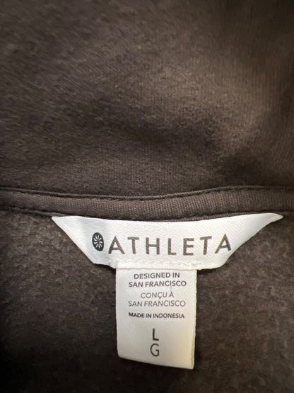 Athleta Women's Brown 1/4 Zip Long Sleeve Terry Pullover Sweatshirt - L image 3
