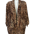 Bar III Women's Brown Cheetah Print 3/4 Sleeve Open Front Jacket - Plus 3X