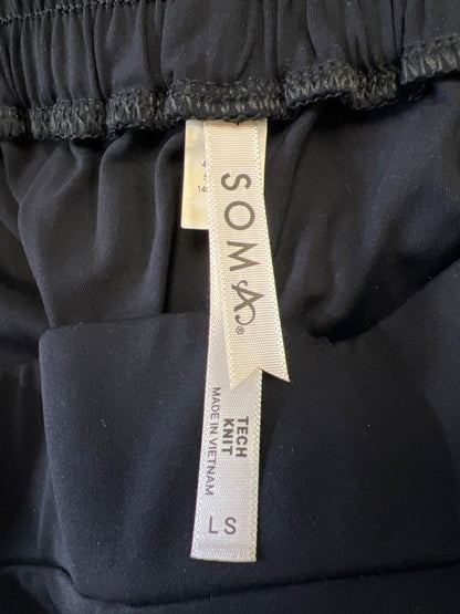 Soma Women's Black Tech Knit Pull On Wide Leg Pants - L Short image 3