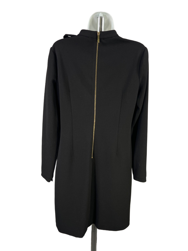 Calvin Klein Women’s Black Long Sleeve Side Bow Tie Neck Shift Dress - 10 image 2