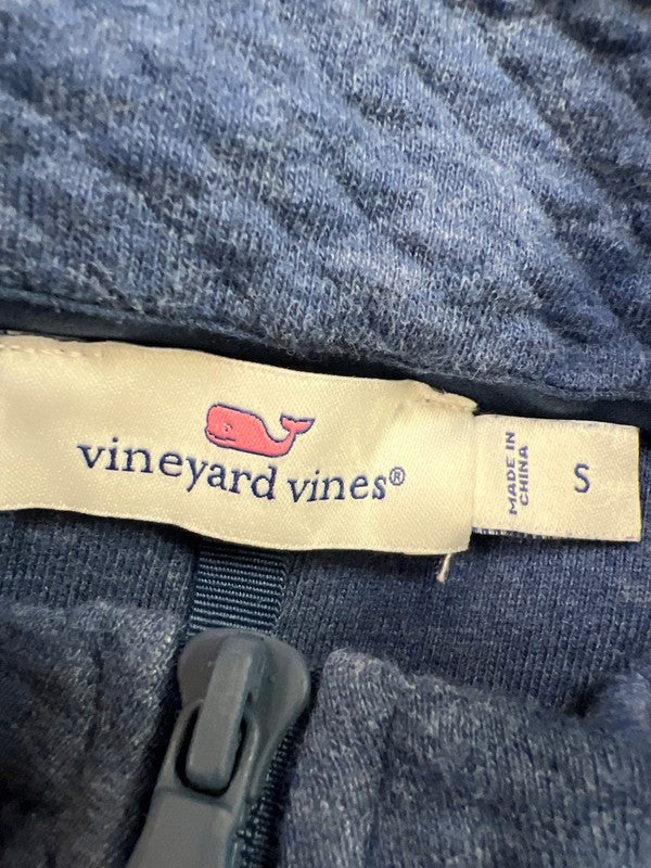 Vineyard Vines Men’s Blue Quilted 1/4 Zip Pullover Sweater - S image 3