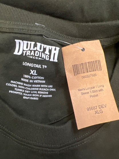 Duluth Trading Men's Green Longtail Pocket Front Long Sleeve Tee Shirt - XL image 3
