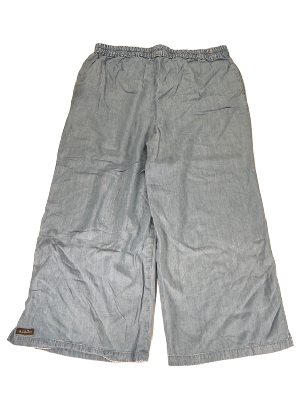 Matilda Jane Women's Blue Chambray Stretch Waist Wide Leg Pants - XL image 2