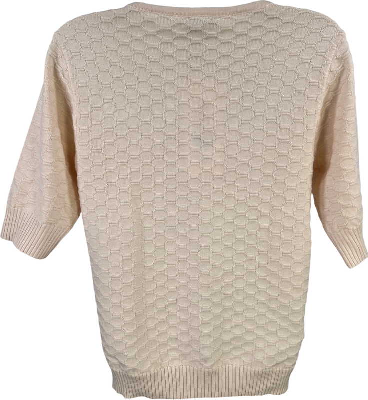 Ella Moss Women’s Cream/Light Pink 1/2 Sleeve Textured Sweater - S image 2