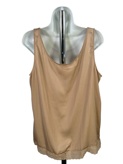 Chico's Women's Tan Lace Trim Sleeveless Tank Top - 3 Petite/US XL Petite image 2